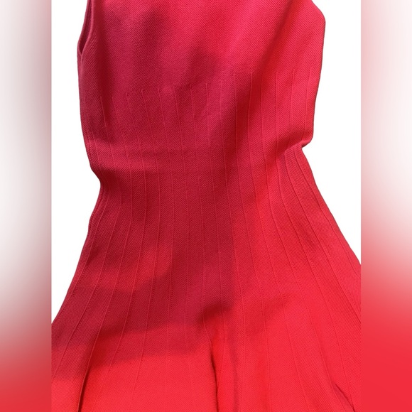 Alice & Olivia Paulie Sleeveless Scalloped Hem Fit & Flare Knit Mini Dress Pink - Picture 9 of 10